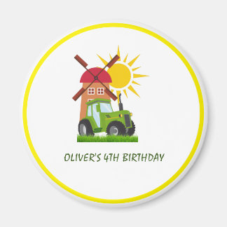 Aimant Green Tractor Boys Thème Anniversaire Fête