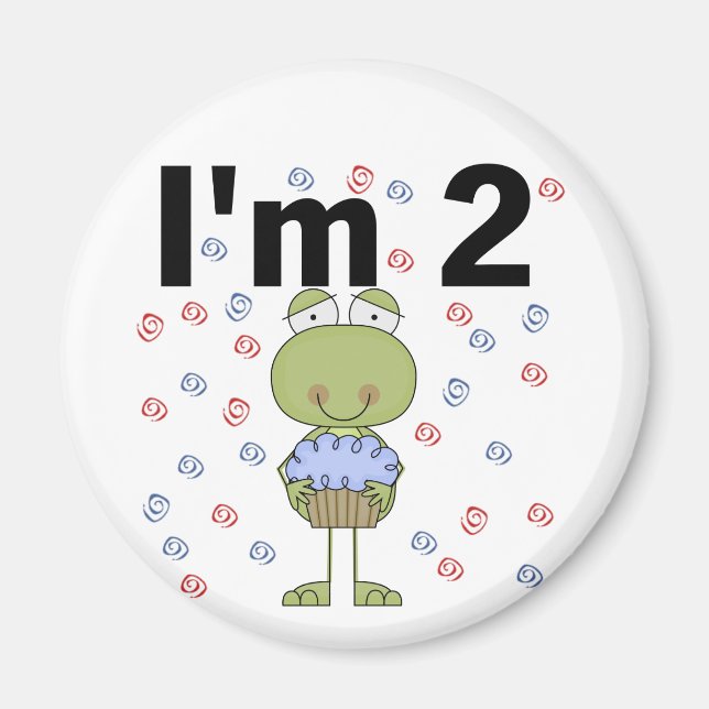 Aimant Grenouille avec Cupcake 2e chemises d'anniversaire (Devant)