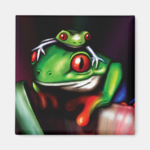 Aimant Grenouille d'arbre observée par rouge