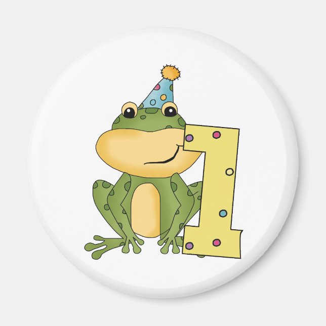 Aimant Grenouille de fête 1er anniversaire T-shirts et ca (Devant)