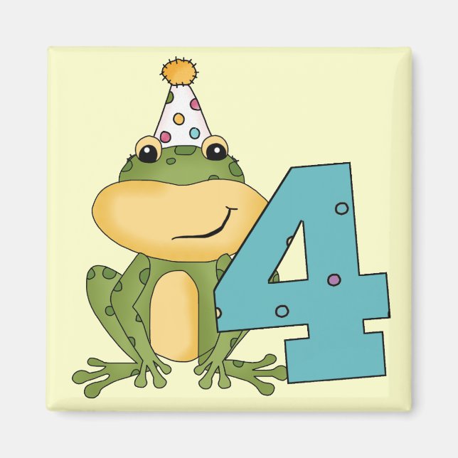 Aimant Grenouille de fête 4e anniversaire T-shirts et cad (Devant)