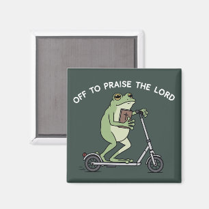 Aimant Grenouille drôle chrétienne part pour louer le Sei