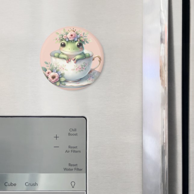 Aimant Grenouille lunaire en Teacup Floral (In situ (réfrigérateur))