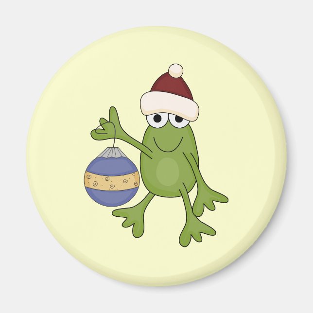 Aimant Grenouille père Noël avec tee-shirts et cadeaux (Devant)