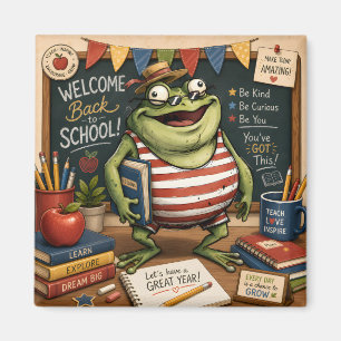 Aimant Grenouille PNG de rentrée scolaire, décoration de