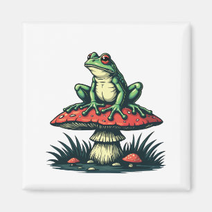 Aimant Grenouille sur champignon Cottagecore Forêt de cha