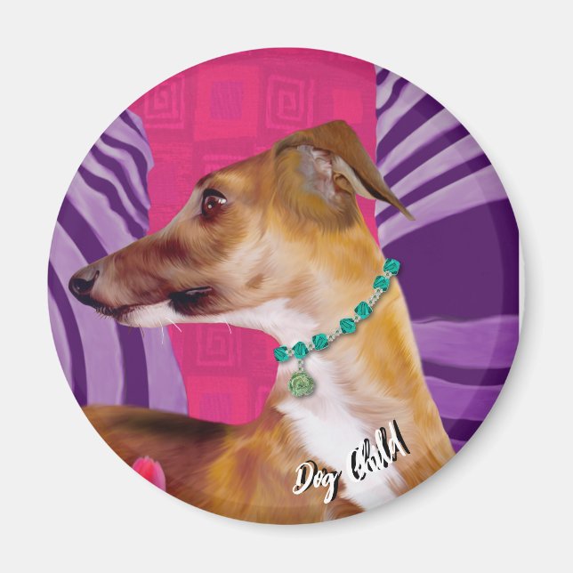 Aimant Greyhound coloré, Art Déco (Devant)