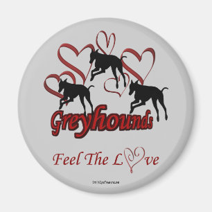Aimant Greyhound Silhouette Coeurs Aimer Chien