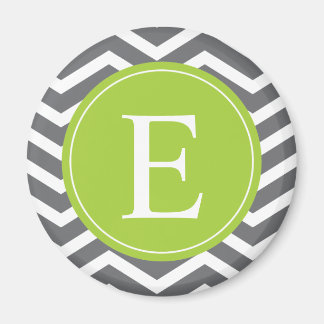 Aimant Gris blanc Chevron vert Monogramme