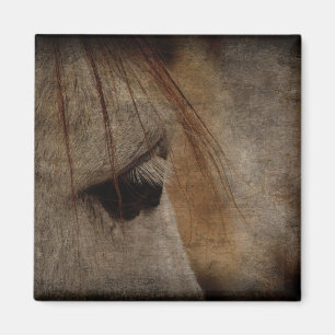 Aimant Gris Cheval Face Grunge