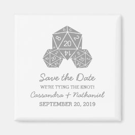 Aimant Gris D20 dés Enregistrer l'aimant de date