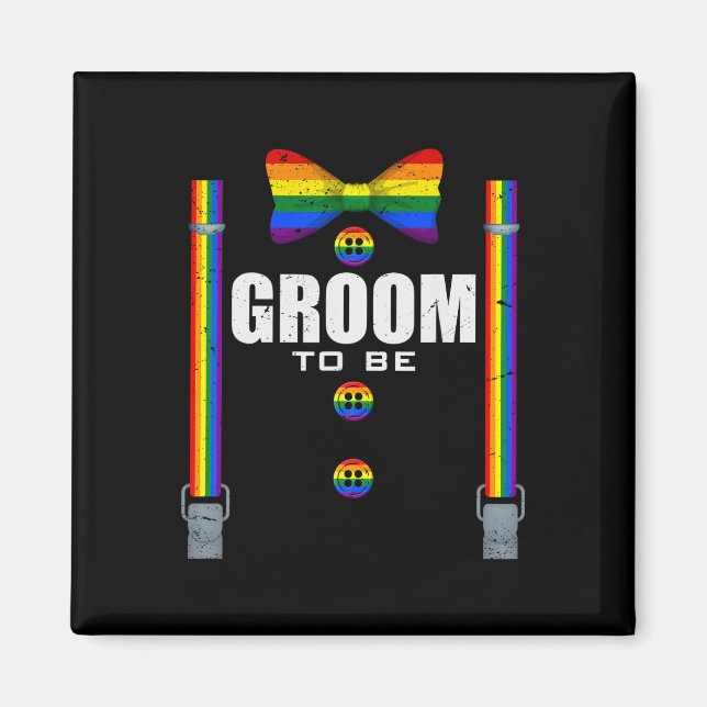 Aimant Groom To Be Gay Lgbtq Pride Rainbow Flag Mariage B (Devant)