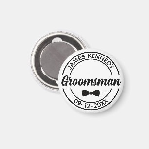 Aimant Groomsman personnalisé avec nom et date Mariage