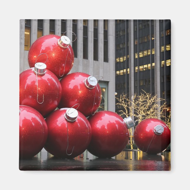 Aimant Gros boules de Noël en New York (Devant)