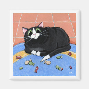 Aimant Gros chat et une couverture d'art de chat des