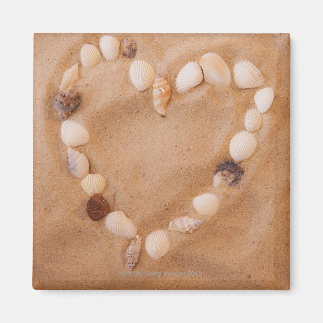 Aimant Gros plan en forme de coeur fait de coquillages su (Devant)