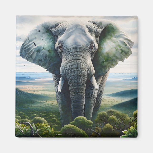 Aimant Gros plan sur le visage de l'éléphant, les défense (Devant)