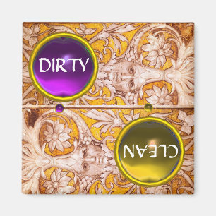 AIMANT GROTESQUE FACE OR BLANC FLEURS DIRTY PROPRE