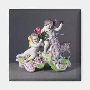 Aimant Groupe de Longton Hall, deux putti avec la chèvre