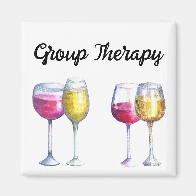 Aimant Groupe Thérapie Amateur de vin Cadeau  (Devant)