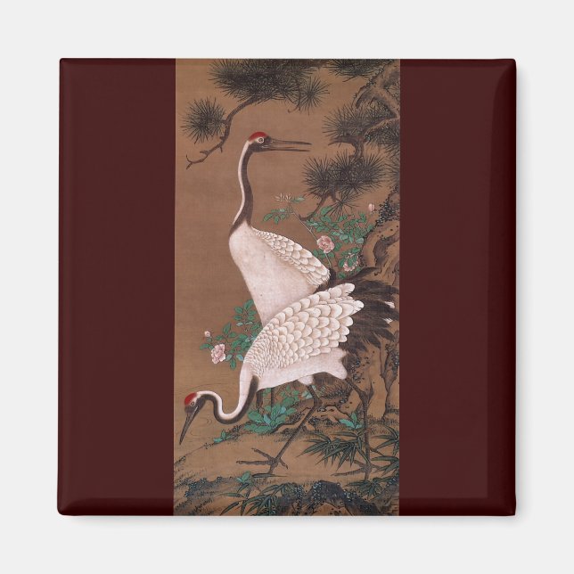 Aimant Grues, Watanabe Shuseki Art Japonais (Devant)