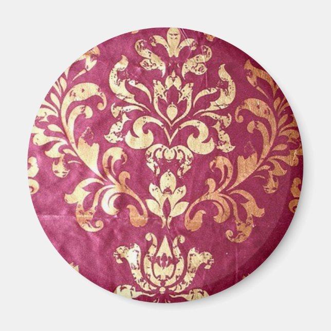 Aimant grunge floral Victorian Gold Bourgogne (Devant)