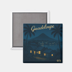 Aimant Guadeloupe 971 – Illustration nocturne tropicale