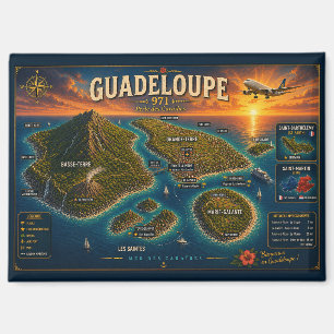 Aimant Guadeloupe 971 Vintage Travel Map