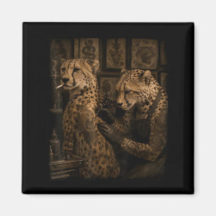 Aimant Guépard Rétro Fumant Artiste Tatoué Drôle Sauvage