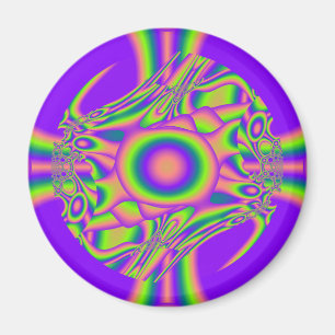 Aimant Guerre fractale violet vert psychédélique