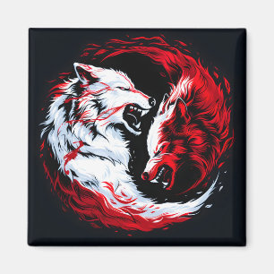 Aimant Guerrier loup cosmique rouge blanc