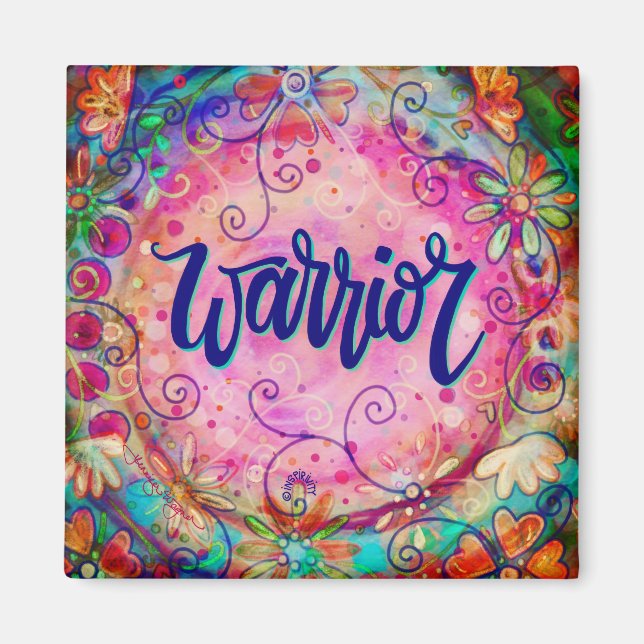 Aimant Guerrier rose Floral Whimsical Inspirational (Devant)