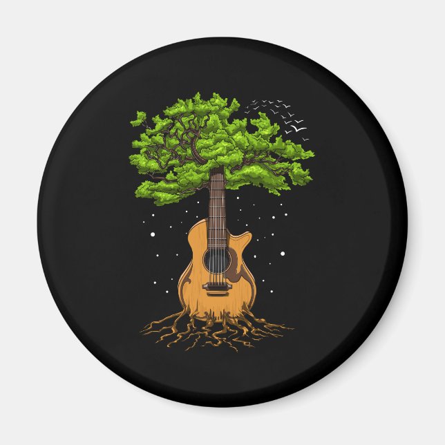 Aimant Guitare Acoustique Arbre De Vie (Devant)