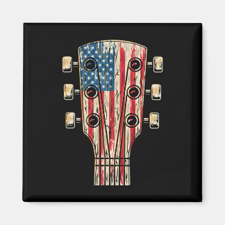 Aimant Guitare Drapeau Américain 4 Juillet Guitariste Éta