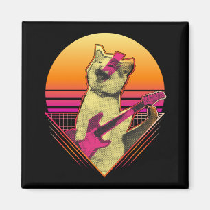 Aimant Guitare électrique jouant Cat Meow 80s 90s Vaporw
