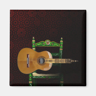 Aimant Guitare espagnole avec Girouette Séville et chaise