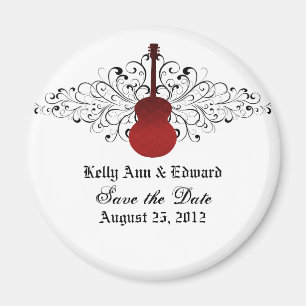 Aimant Guitare Red Swirls Enregistrer l'aimant Date