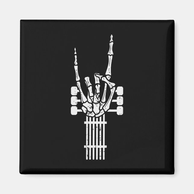 Aimant Guitare Skeleton Rock n Roll Rocker Sign Punk Hall (Devant)