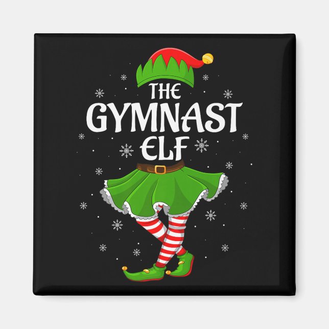 Aimant Gymnast Elf Christmas Family Girls Women Elf Squad (Devant)