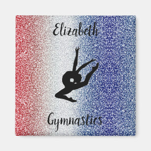 Aimant Gymnastique rouge blanc et bleu étincelant Personn