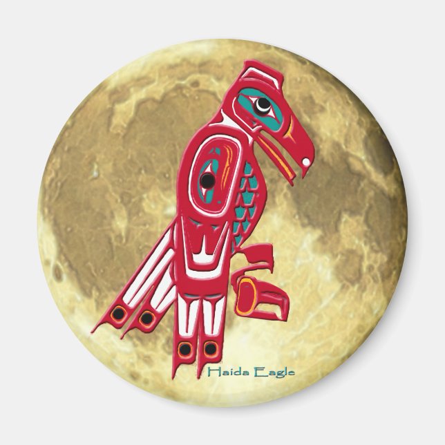 Aimant HAIDA EAGLE & PLEINE LUNE Native American Art Magn (Devant)