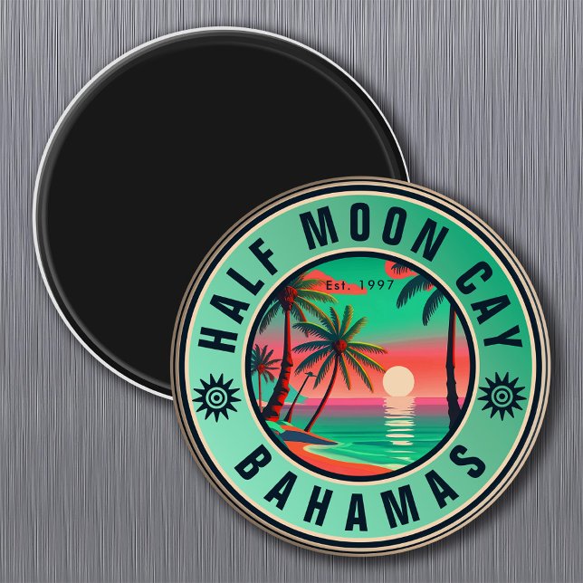 Aimant Half Moon Cay Bahamas Retro Souvenir 19560s (Créateur téléchargé)