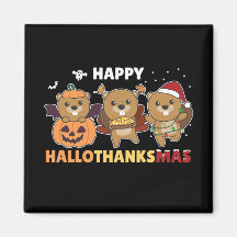 Hallothanksmas Happy Beaver Christmas Beaver Magne