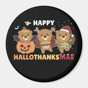 Aimant Hallothanksmas Happy Beaver Christmas Beaver Magne