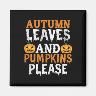 Aimant Halloween Autumn Leaves and Pumkins Birthday