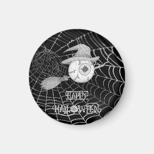 Aimant Halloween balai sorcière, globe oculaire effrayant