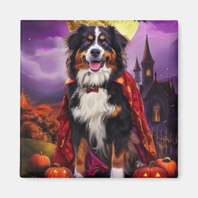 Aimant Halloween Bernese Mountain Dog Citrouille peur (Devant)