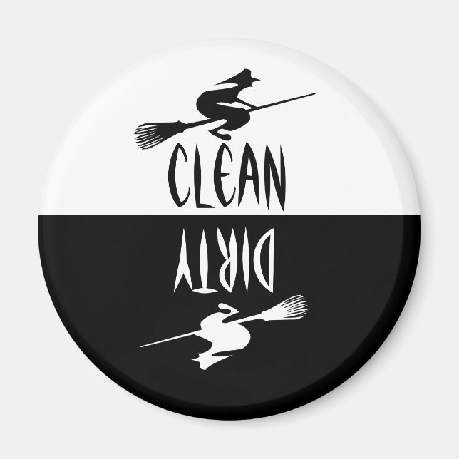 Aimant Halloween Broomstick Clean Dirty Dishwasher (Devant)