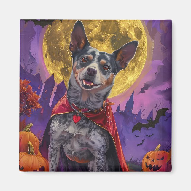 Aimant Halloween Chien de bétail australien Citrouille pe (Devant)