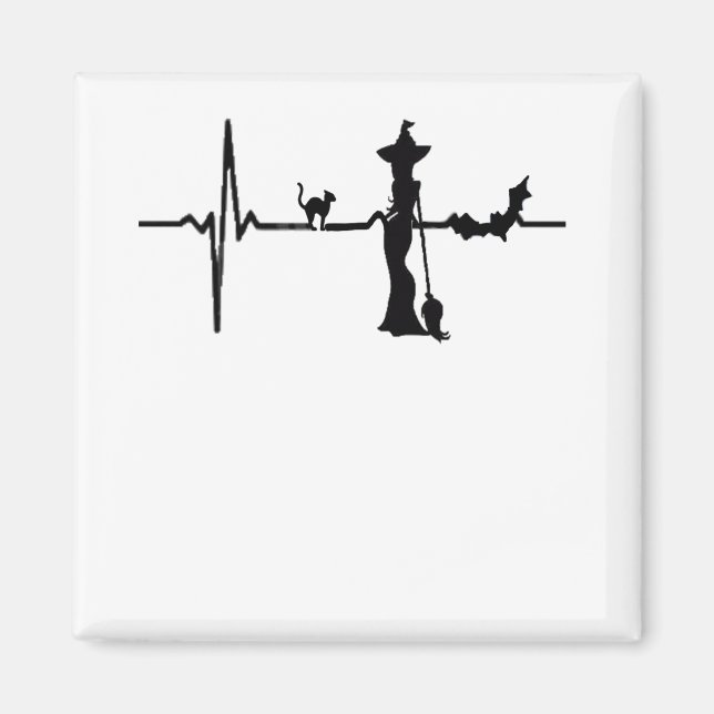 Aimant Halloween Coeur Beat Noir Chat et chauve-souris (Devant)